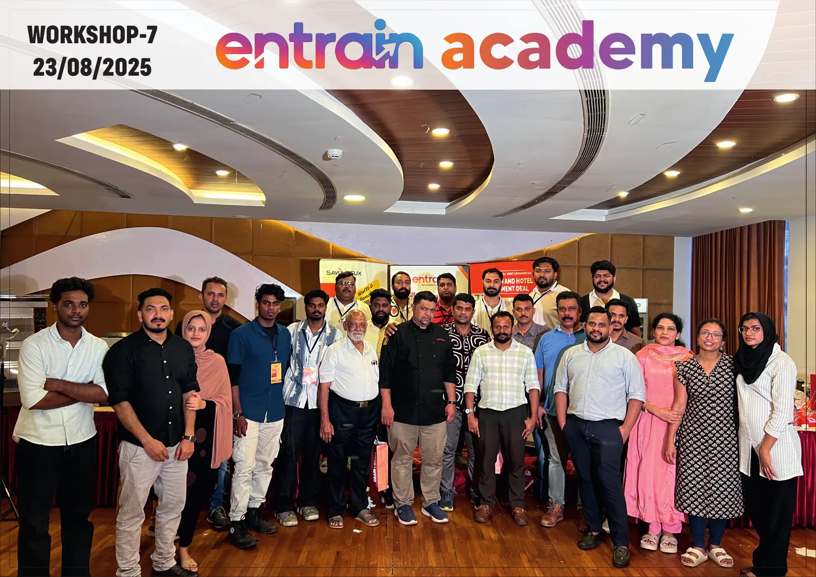 Participants gathered after an Entrain Academy workshop